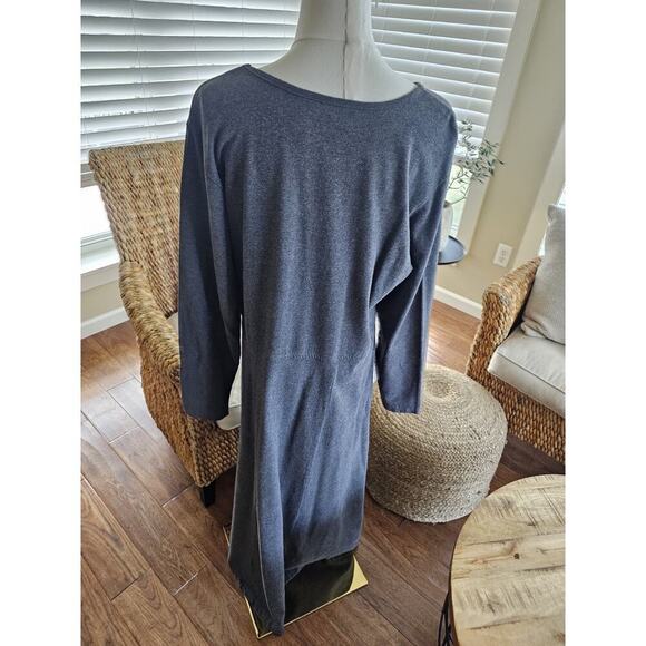 L.L Bean Gray 100% Cotton Maxi Dress Women's Size L Vintage Cottagecore - Picture 4 of 7